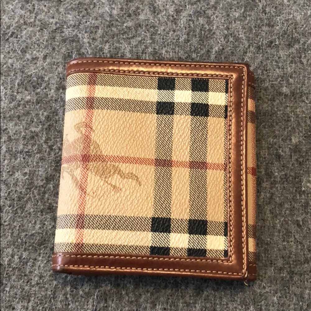 Authentic Burberry plaid leather wallet